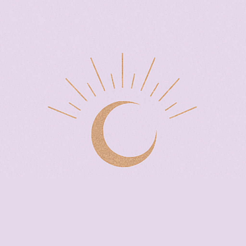 Aura Clara logo featuring elegant serif typography with crescent moon and sunburst symbol
